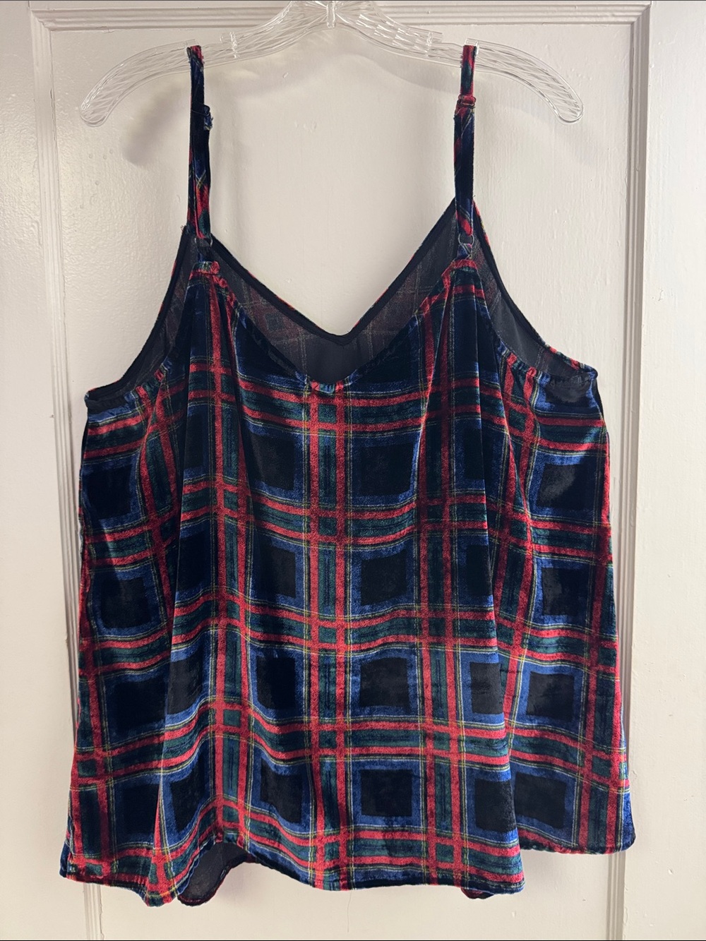 Torrid Sophie Velvet Swing Cami Top Tartan Plaid Black Preppy Academia Sz 2 - Picture 6 of 7